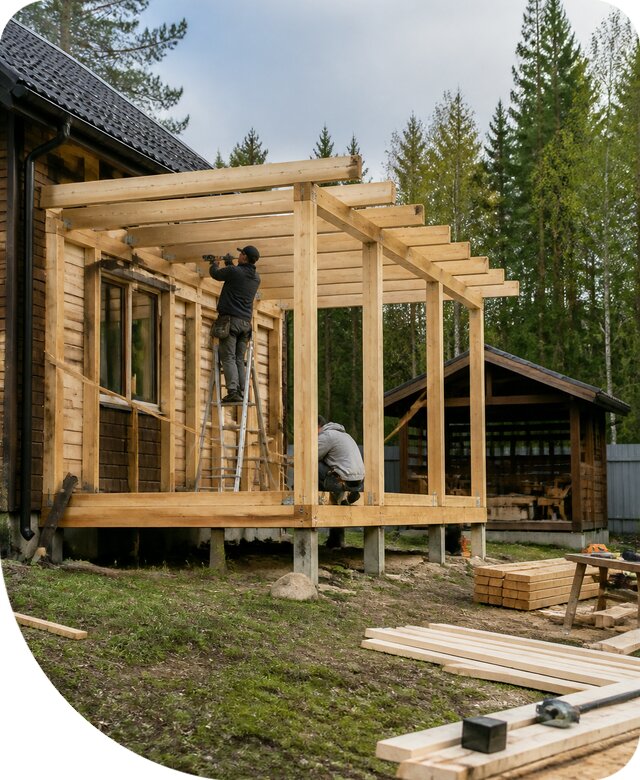 Строительство пристроек и построек на участке в Лесне
